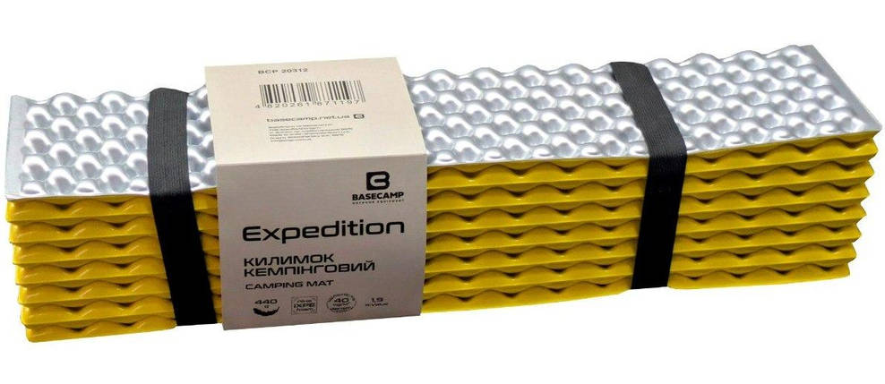 Розкладний каремат-пінка BaseCamp Expedition IXPE (Yellow/Silver) | Легкий туристичний килимок, фото 1