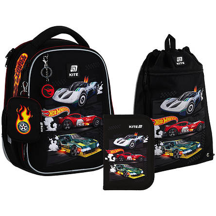 Набір Kite рюкзак + пенал + сумка для взуття SET_HW25-555S Hot Wheels, фото 1
