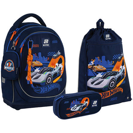 Набір Kite рюкзак + пенал + сумка для взуття SET_HW25-724S Hot Wheels, фото 1