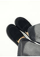 Закриті чорні весняні туфлі з натуральної замші у великих розмірах