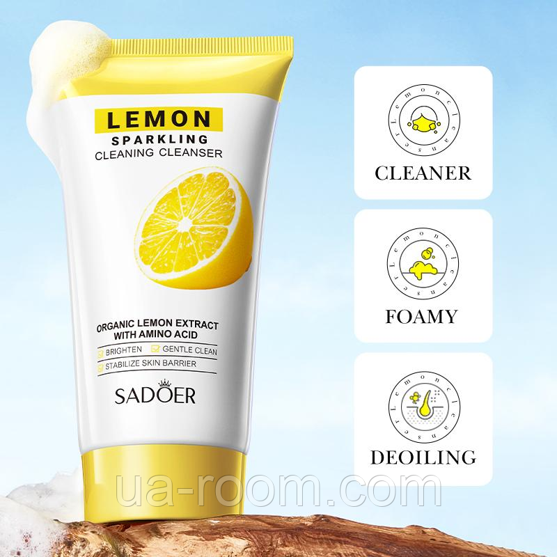 Пенка для умывания Sadoer Lemon Sparkling Cleansing Foam с экстрактом лимона, 150 мл.