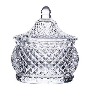 Скляна цукорниця з кришкою в східному стилі Glass Jay diamonds
