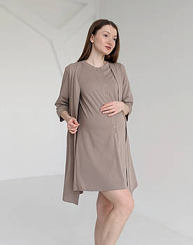 Комплект халат і сорочка у пологовий (капучино)