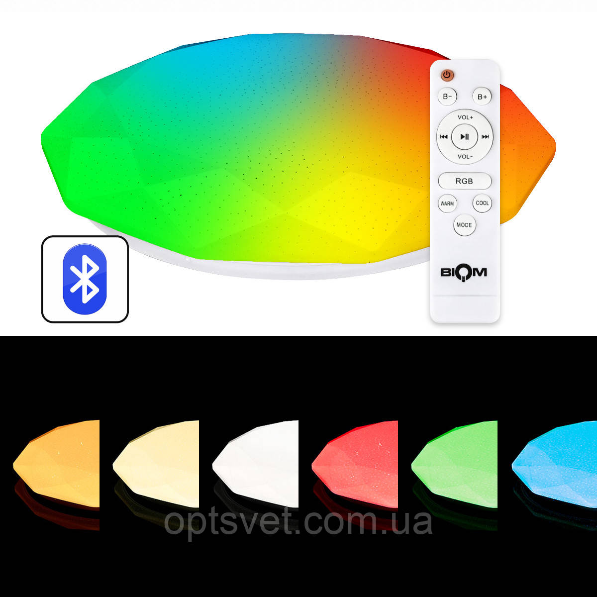 Світильник світлодіодний Biom SMART SML-R44-70-RGB 3000-6000 K 70 Вт з д/у, фото 1