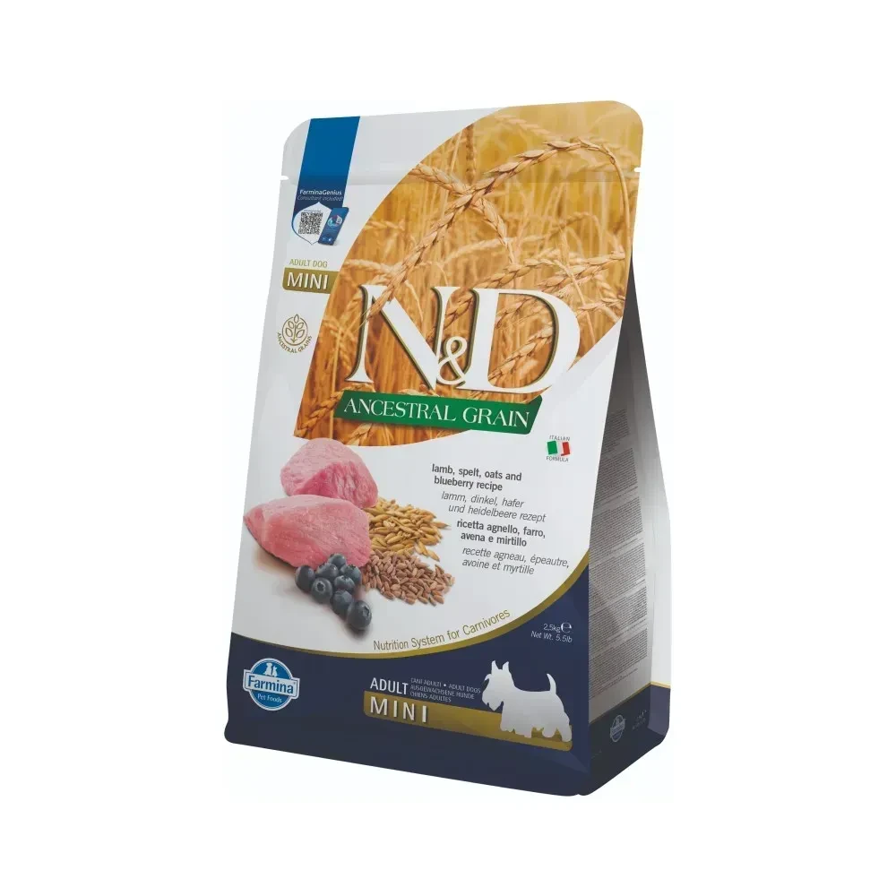 Низькозерновий сухий корм Farmina N&D, для собак дрібних порід, ягня з чорницею, 2.5 кг, фото 1