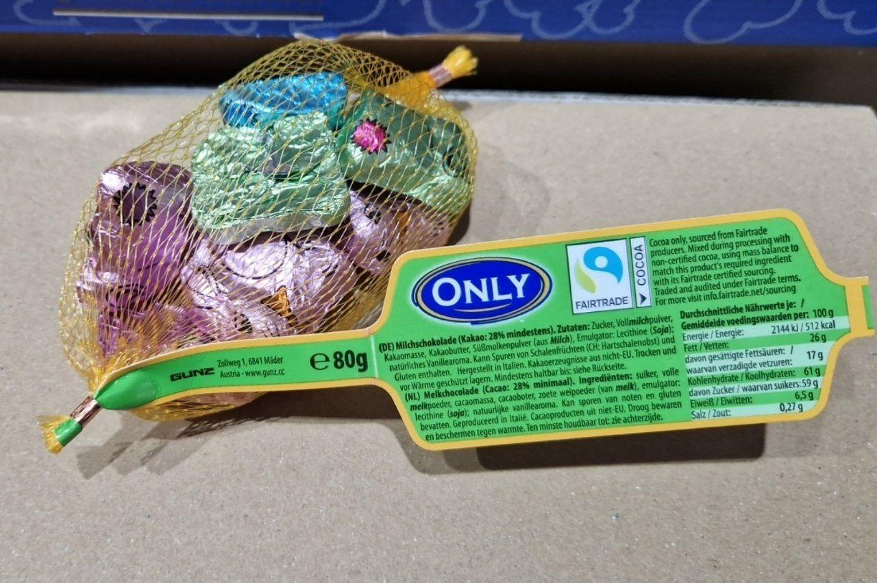 Шоколадні яйця в сіточці Only 80 г.