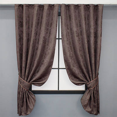 Комплект (2шт. 1,3х1,7м.) коротких штор із жакарда "Sultan XO", Туреччина. Колір бурий. Код 1681ш 35-0304