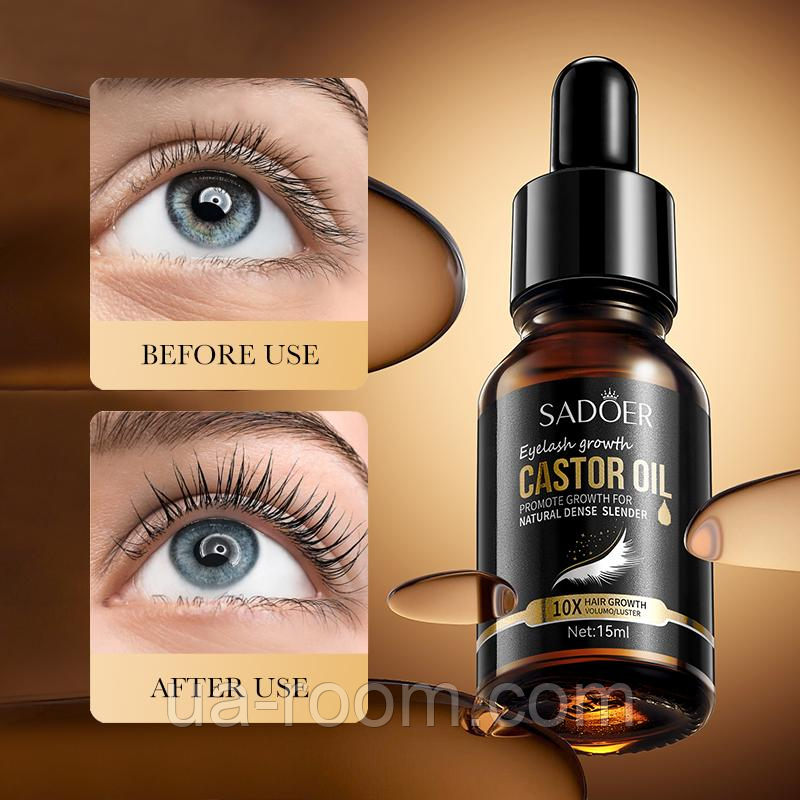 Масло кастровое для роста ресниц SADOER Eyelash Growth Castor Oil, 15 мл.