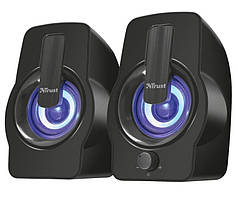 Динаміки для комп'ютера Trust Gemi 2.0, USB/AUX, RGB, чорні (Niz16512)
