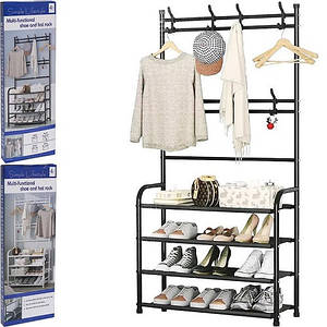 Підлогова вішалка для одягу з 4 полицями для взуття Floor Clothes Rack | 60x29.5x154 см