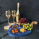 Дошка для подачі сиру та вина з дерева та епоксидної смоли 47*25 см, фото 5