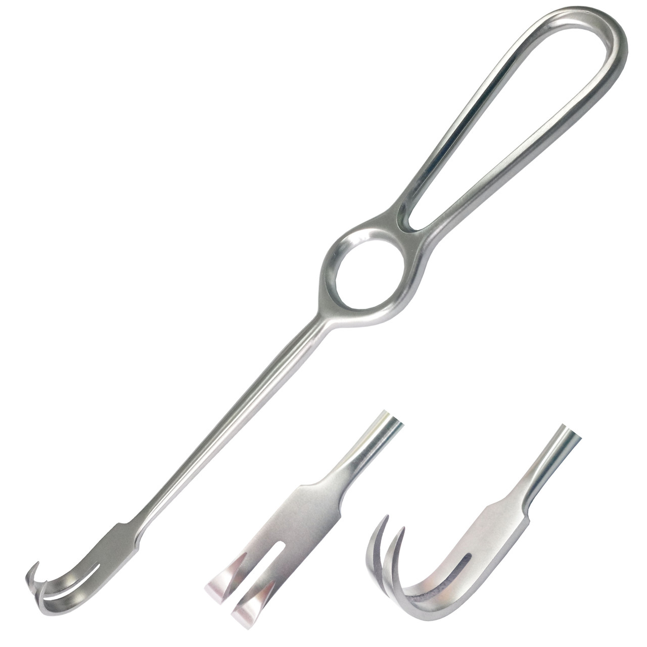 Гачок 2 зубця гострі Kocher, довжина 220 мм, з діаметром вигину 16 мм, фото 1