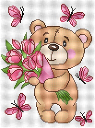 Алмазна мозаїка для дітей "Чарівний ведмедик" 30х40 см, у термопакеті, ТМ Ідейка, Україна, фото 1