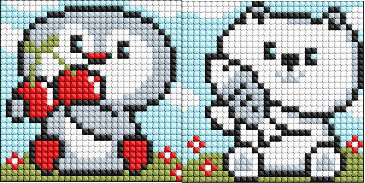 Алмазна мозаїка на магнітній основі для дітей "Пінгвін і ведмежатко" 9*9 см, пакет, ТМ Ідейка, Україна, фото 1