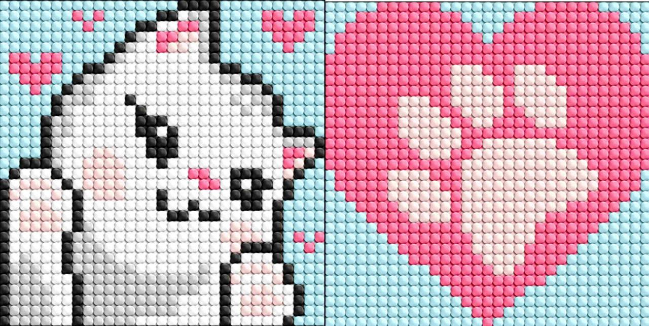 Алмазна мозаїка на самоклейній основі для дітей "Білі лапки" 9*9 см, пакет, ТМ Ідейка, Україна, фото 1