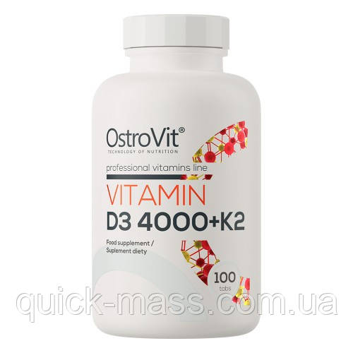 Вітаміни D3+K2 Ostrovit Vitamin D3 4000IU + K2 100 tab
