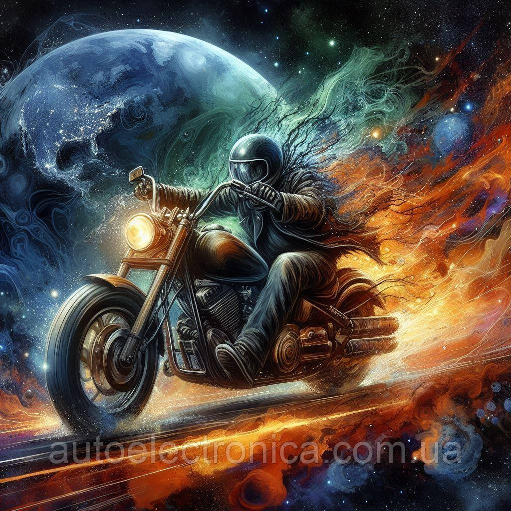 Картина на полотні "A Motorcyclist Rides into Space" | MRS 7.1