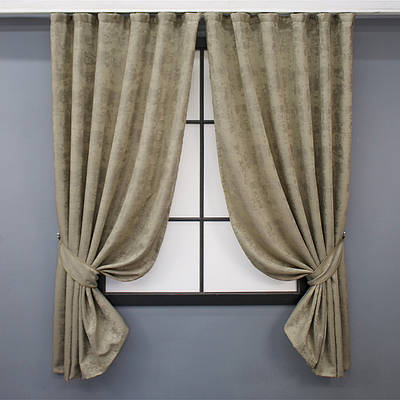 Комплект (2шт. 1,3х1,7м.) коротких штор із жакарда "Sultan", Туреччина. Колір капучино. Код 872ш 35-0302