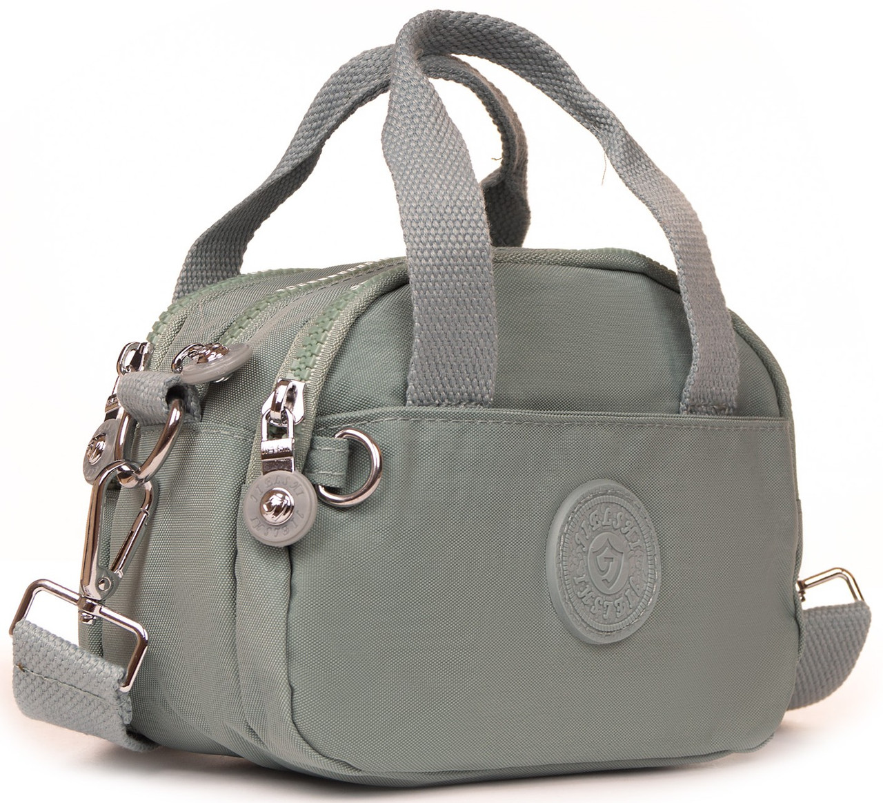 Маленька сумка клатч на три змійки блискавки зелена через плече жіноча тканинна кроссбоді Jielshi B122