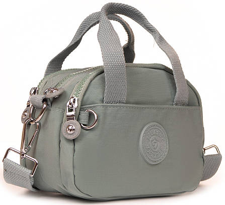 Маленька сумка клатч на три змійки блискавки зелена через плече жіноча тканинна кроссбоді Jielshi B122, фото 1