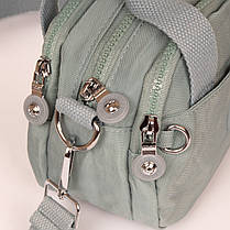 Маленька сумка клатч на три змійки блискавки зелена через плече жіноча тканинна кроссбоді Jielshi B122, фото 4