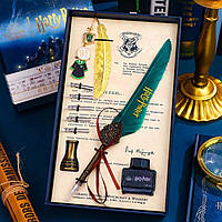 Ручка Перо для каллиграфии Гарі Поттер Винтажный подарочный набор. Слизерен. С сменными насадками