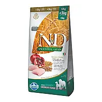 Низькозерновий сухий корм Farmina N&D, для собак середніх та великих порід, курка з гранатом, 15 кг