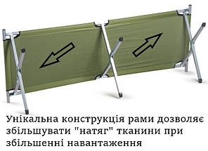 Похідне ліжко Ranger Military Steel | Легка та міцна сталева туристична розкладачка для кемпінгу та туризму, фото 5