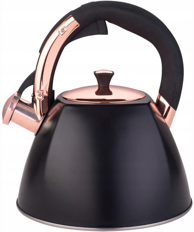 Чайник Kamille Whistling Kettle Black&Rose 3л з нержавіючої сталі зі свистком