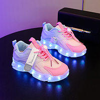Дитячі кросівки з LED-підсвічуванням і USB-зарядкою 16 режимів для дівчаток Wenling розмір 27
