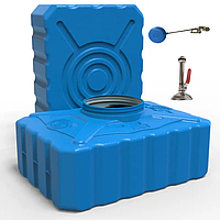 Бак для душу 200 л з автонабором води/лійка нерж. 97*70*45 см синій (антибактеріальний шар усередині)