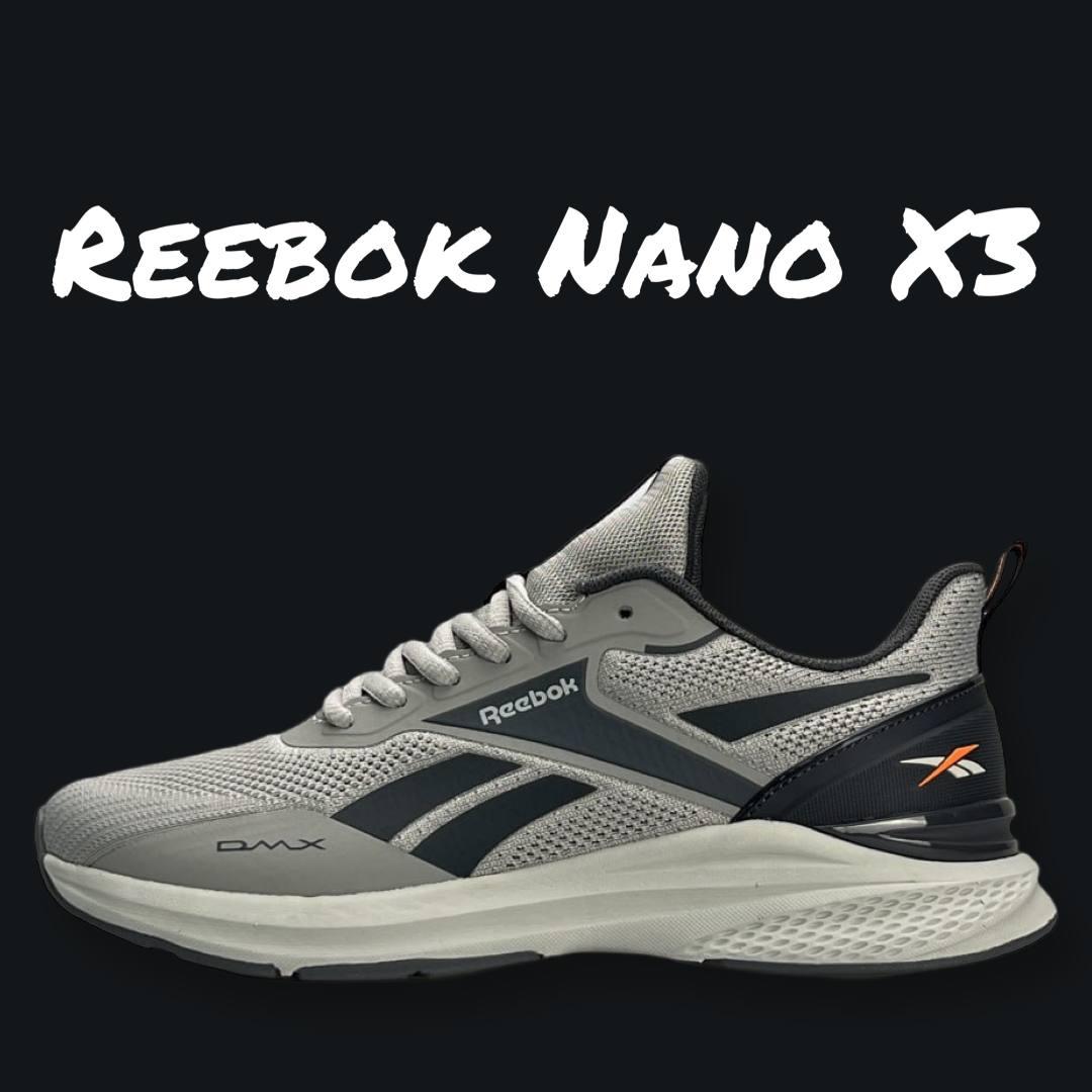 Чоловічі текстильні кросівки Reebok Nano X3 Grey Black Orange, кеди Рибок текстиль сірі 41