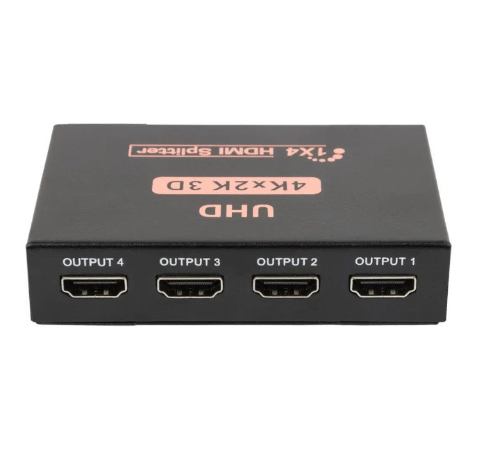 4K HDTV активний HDMI розгалужувач U&P Splitter 1 to 4 1080P  Black сплітер