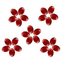 Набір Стрази овал, пришивні 10х14мм, червоні 25 шт.