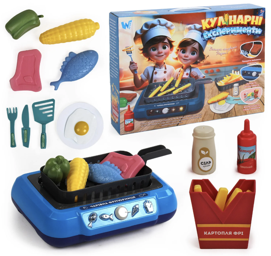 Іграшковий набір кулінарні експерименти "WToys" ,13 аксесуарів, продукти змінюють колір,світлові та звукові ефекти,3+.