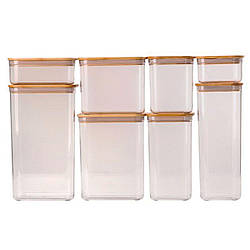 Набір банок для сипучих продуктів 8 штук ємності з бамбуковою кришкою HP-1303
