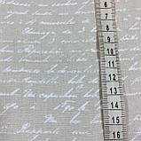 Тканина з листом, літерами на бежевому тлі, бавовна, фото 2