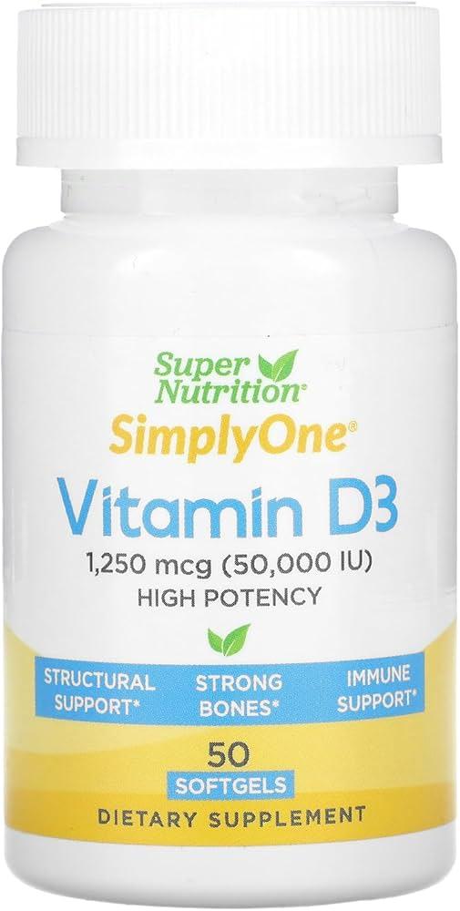 Вітамін D3 Simply One від Super Nutrition – 50 000 МО, 50 гелевих капсул