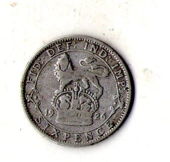 Велика Британія Король Георг V 6 пенсів 1926 рік срібло №2416
