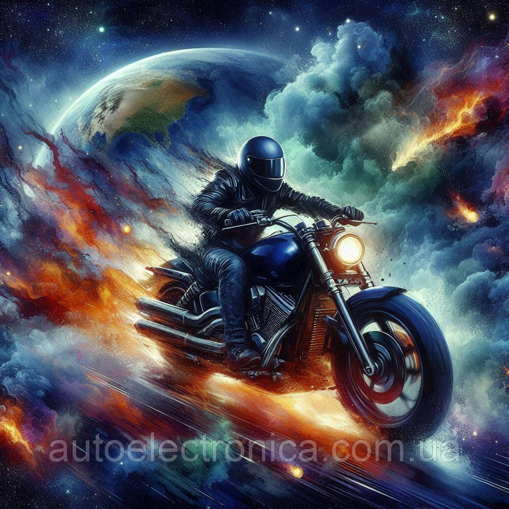 Картина на полотні "A Motorcyclist Rides into Space" | MRS 7.19