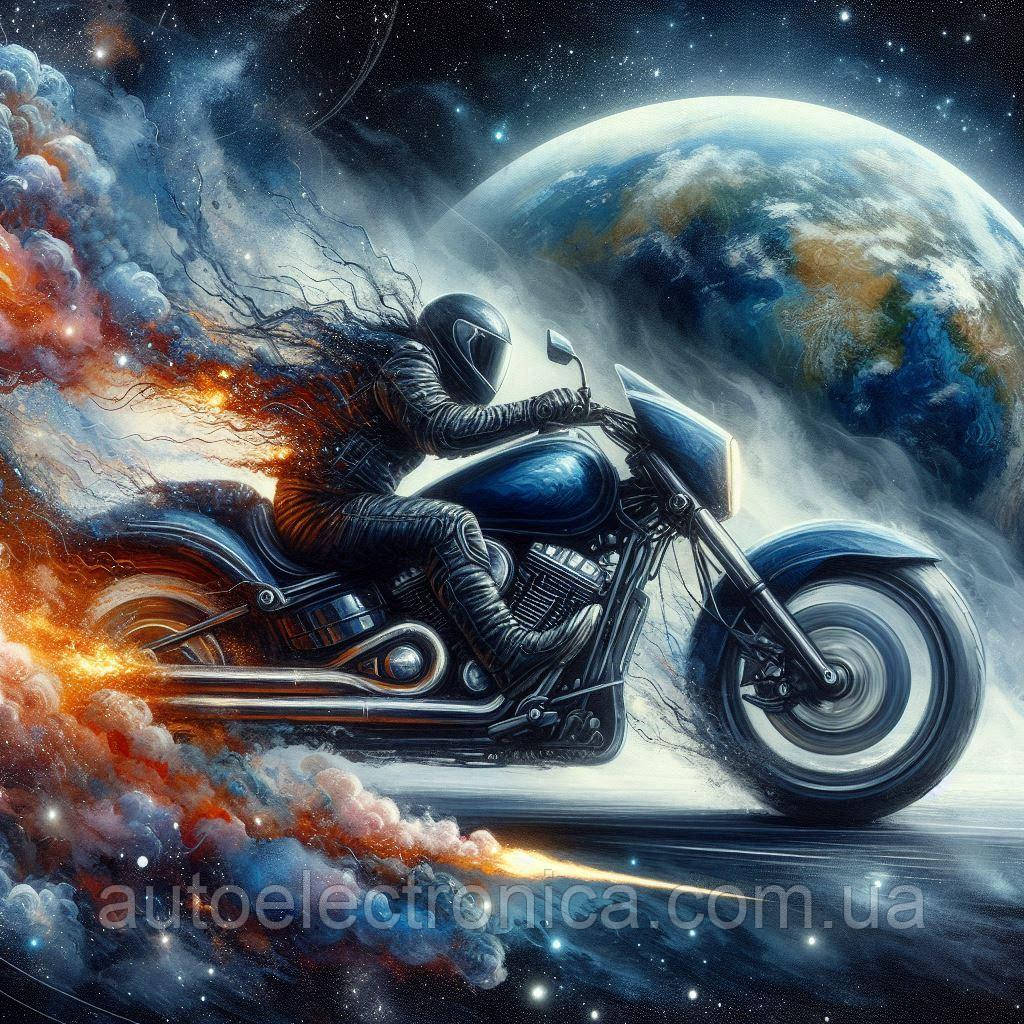 Картина на полотні "A Motorcyclist Rides into Space" | MRS 7.21