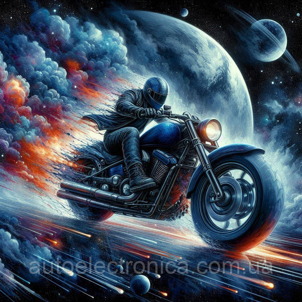 Картина на полотні "A Motorcyclist Rides into Space" | MRS 7.22