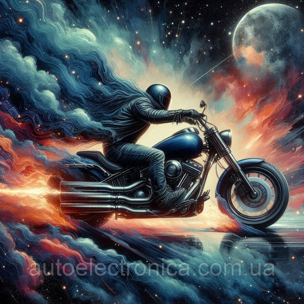 Картина на полотні "A Motorcyclist Rides into Space" | MRS 7.23
