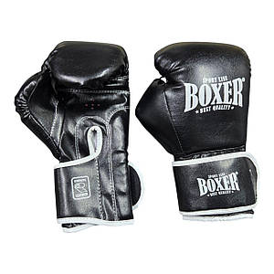 Боксерські рукавички BOXER NEW 10 оz вінілшкіряні ШИРОКИЙ МАНЖЕТ чорні