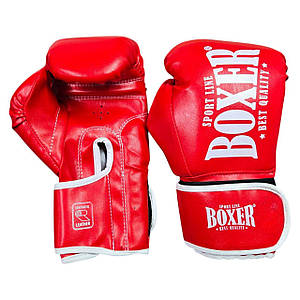 Боксерські рукавички BOXER NEW 12 оz вінілшкіряні ШИРОКИЙ МАНЖЕТ червоні