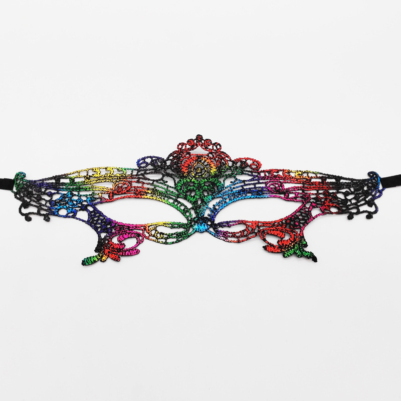 Маска карнавальна мереживна на зав`язках one size різнобарвний, фото 1