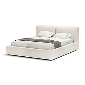 Ліжко м'яке двоспальне MeBelle AIR 160x200 з підйомним механізмом (опція), рогожка, букле, молочний, беж