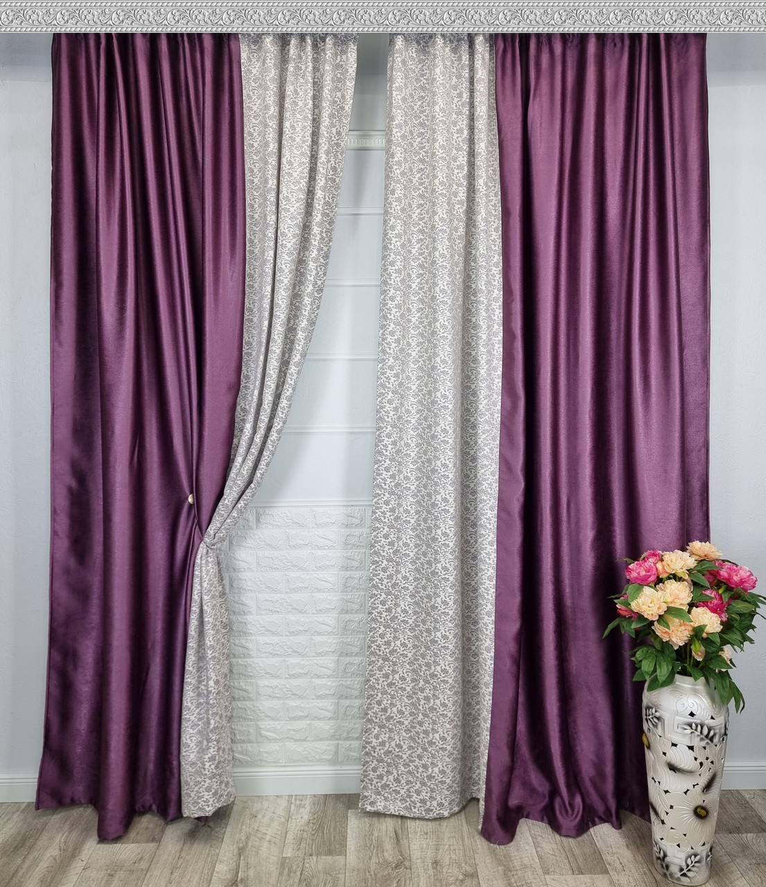 Готовий комплект штор "Клермон Фіолетовий", 2шт 200х260см