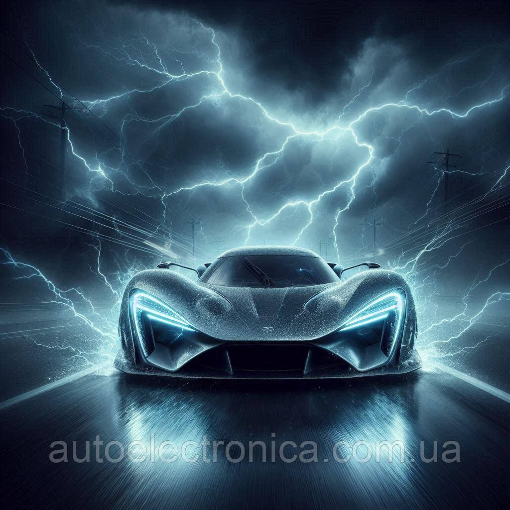 Картина на полотні "A Hypercar Speeds Down a Dark, Thunderous Highway" | HTH 7.3