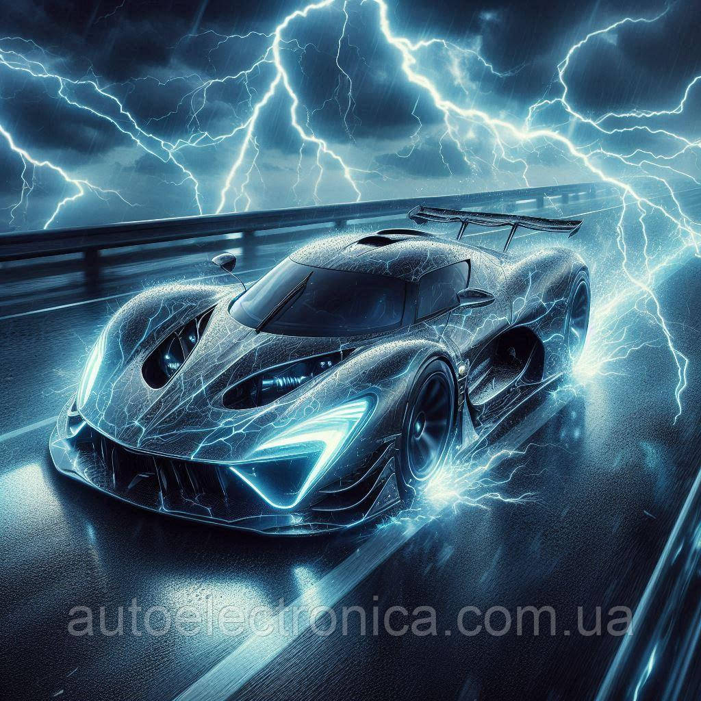 Картина на полотні "A Hypercar Speeds Down a Dark, Thunderous Highway" | HTH 7.4